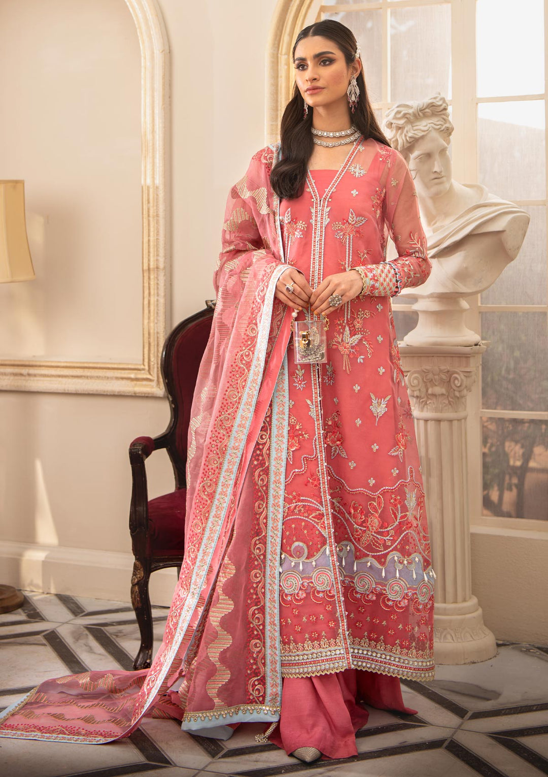 Party Wear Pink Pakistani Dress in Gown Style 2022
