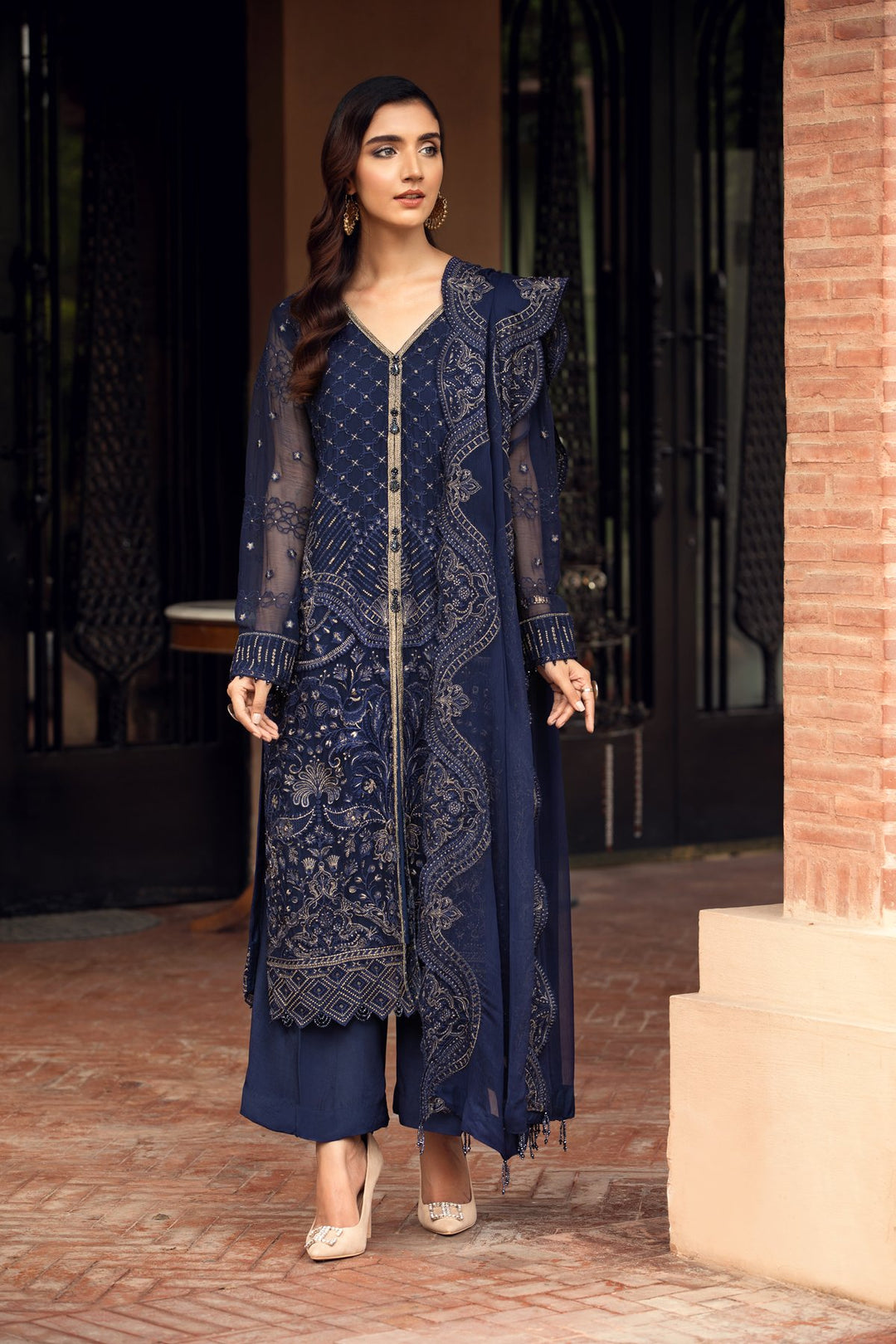 Party Wear Salwar Kameez In Navy Blue Color Online 2021 CUSTOM SIZES