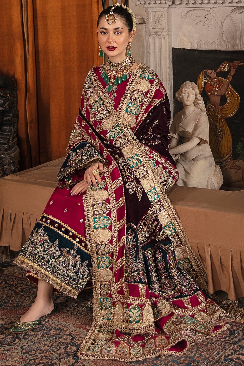 Party Wear Salwar Kameez with a Velvet Shawl