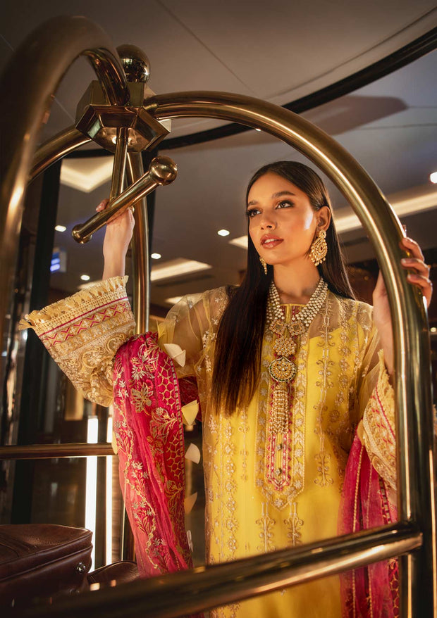 Party Wear Yellow Pakistani Dress by Designer 2022