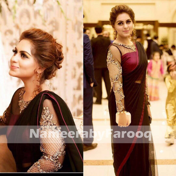 Beautiful Saree With Nugh Jaal & Dabka Work