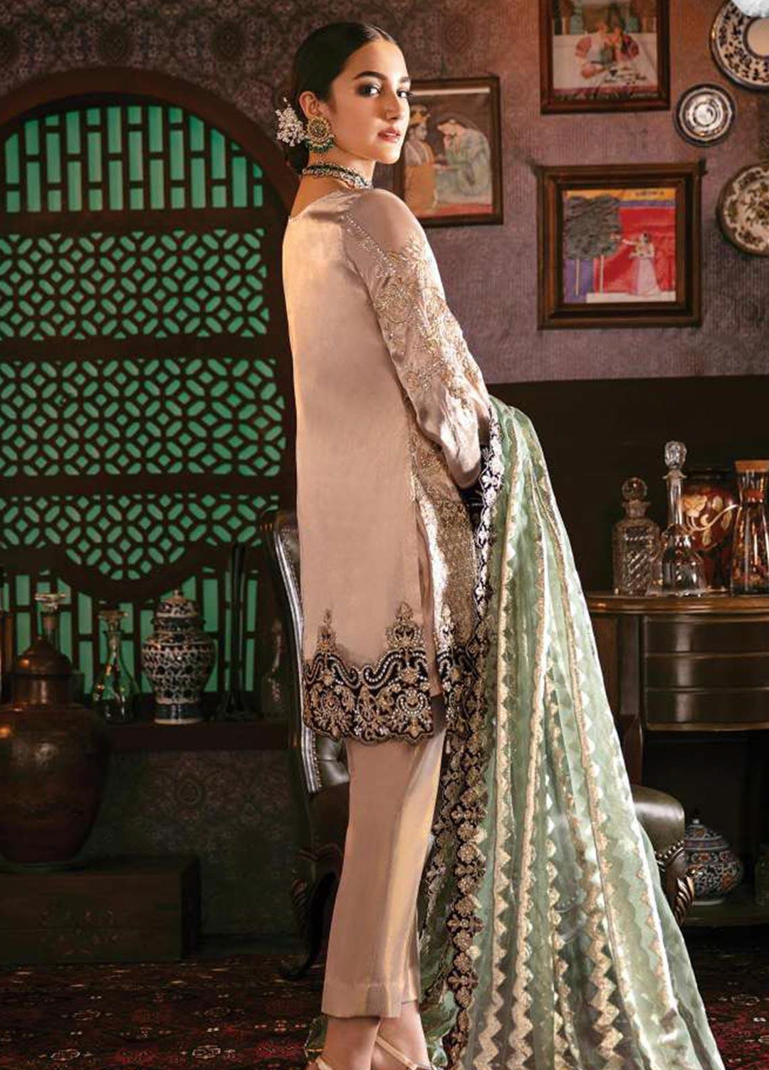 Party Wear Designer Suit Pakistan Backside View
