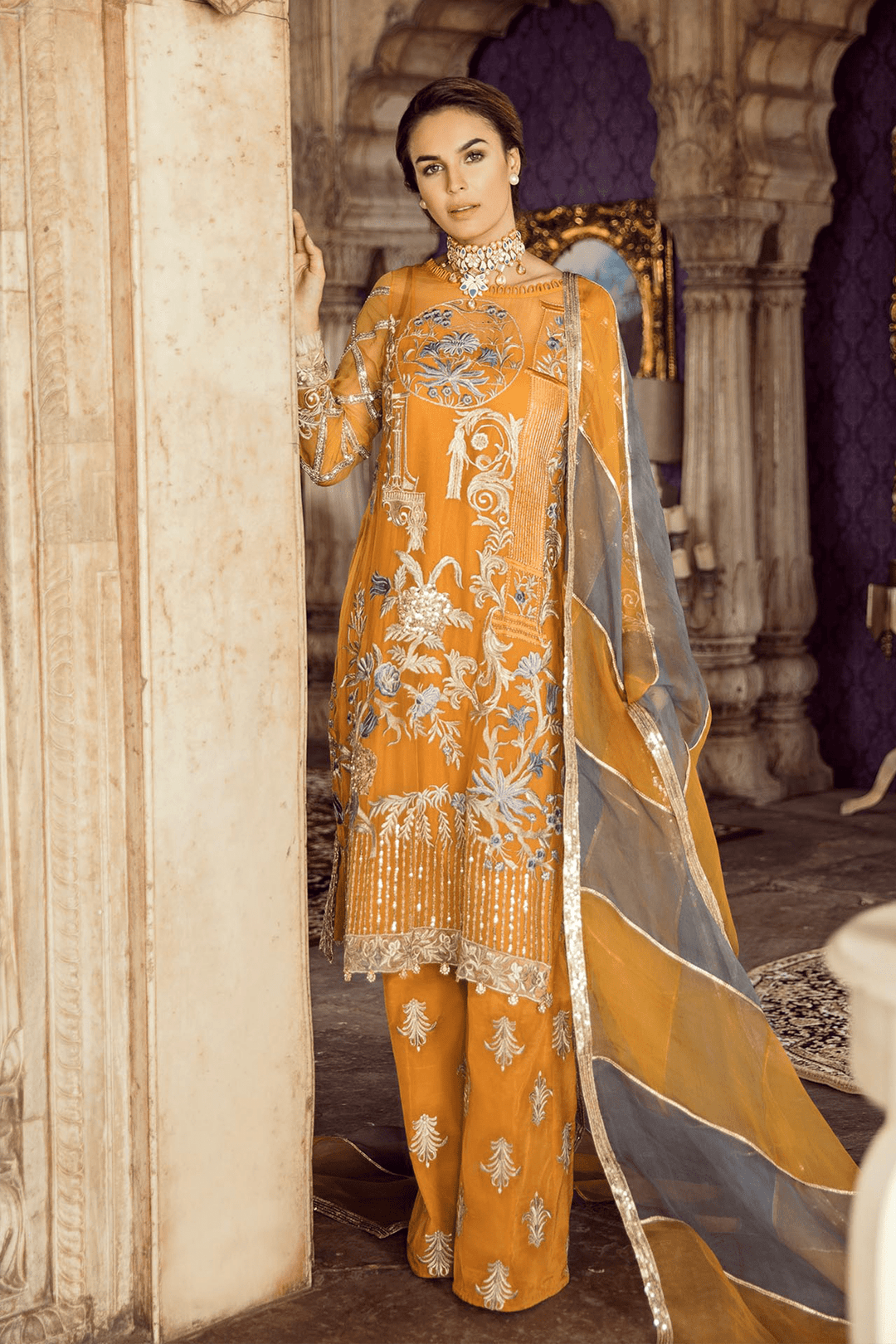 Party dress Pakistani in mustard color