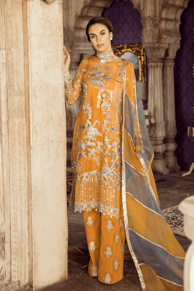 Party dress Pakistani in mustard color