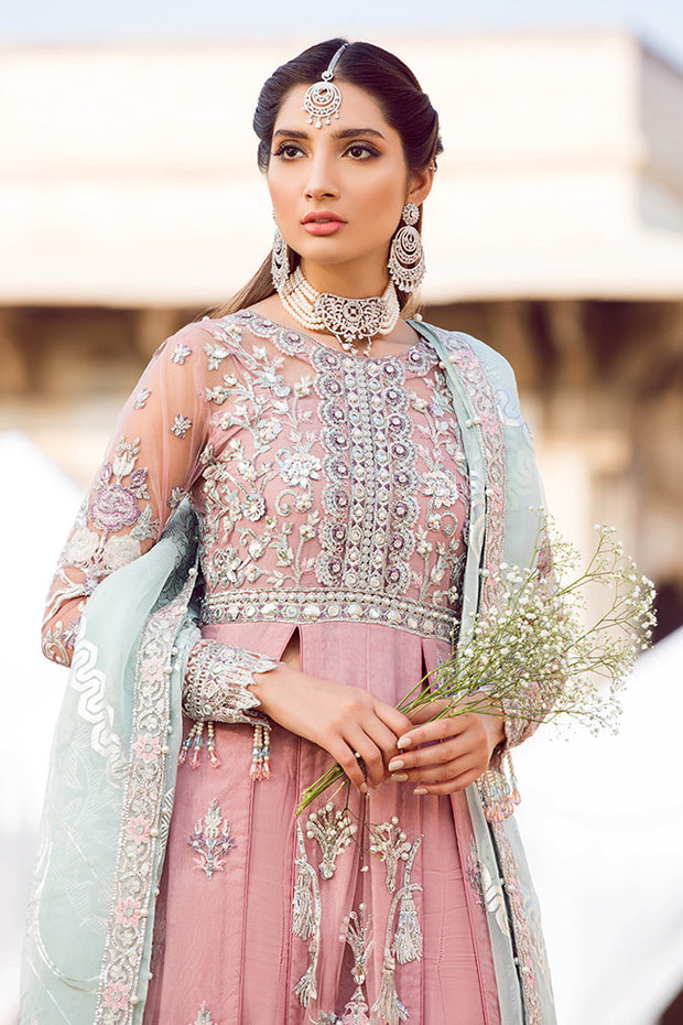 Latest designer embroidered party net outfit in lavish pink color # P2436