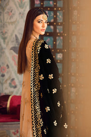 Latest designer embroidered party net outfit in gold color # P2439
