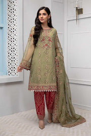 Party wear dress in green color with tilla embroidery 