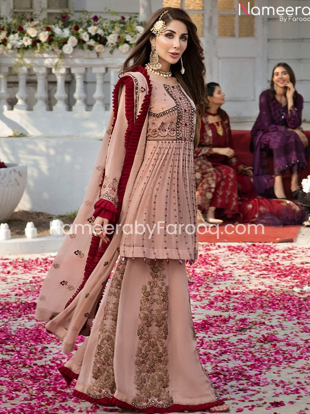 Peach Color Dress Combination 