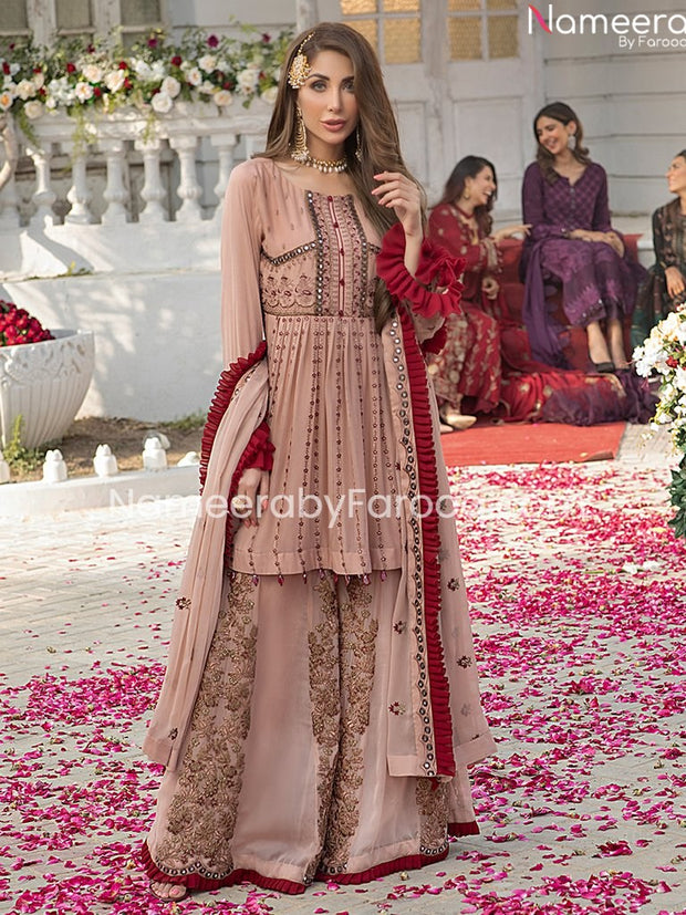 Peach Color Dress Combination 