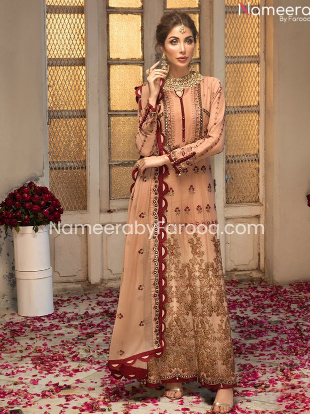 Peach bridal dress pakistani