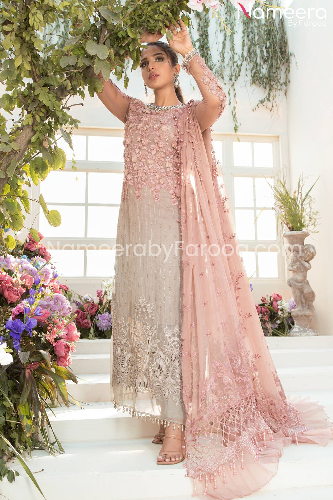 Peach Embroidered Dress
