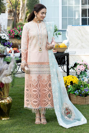 Peach Embroidered Kameez Capri and Dupatta Pakistani Party Dress