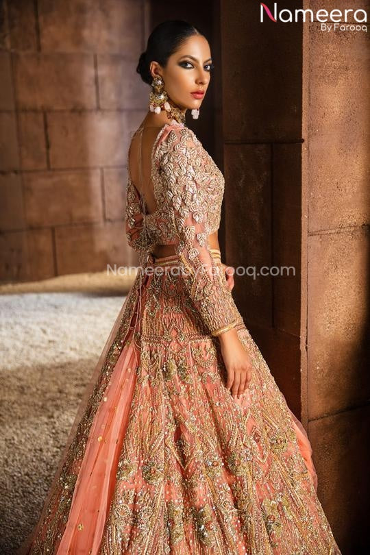 Peach Lehenga Pakistani