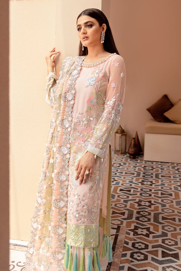 Peach Pakistani Dress with Long Kameez Latest Online