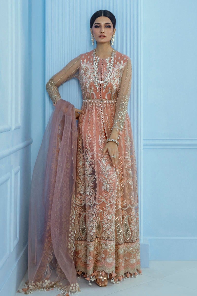 Peach Pakistani Pishwas Dress