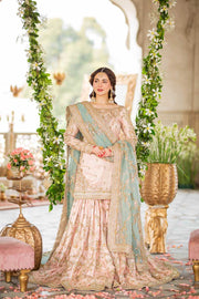 Peach Pink Sharara Shirt Bridal