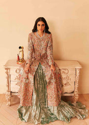 Peach Pink with Pista Floral Lehenga for Bride