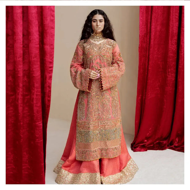 Peach Wedding Dress Pakistani in Kameez Trouser Style