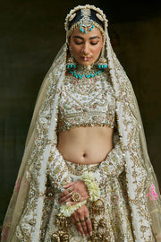 Pearl White Lehenga Choli for Pakistani Wedding Dress