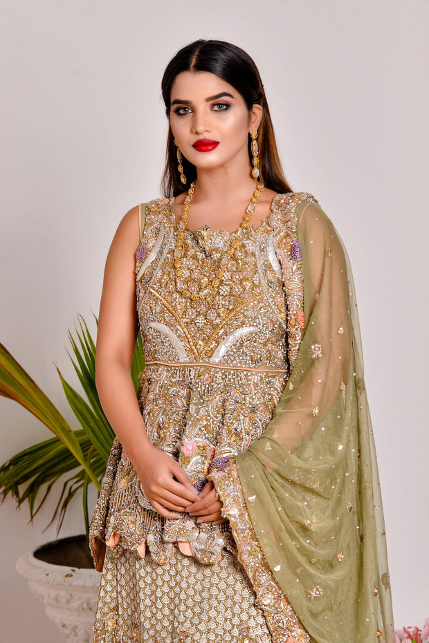 Peplum Lehenga Bridal Pakistani Dress