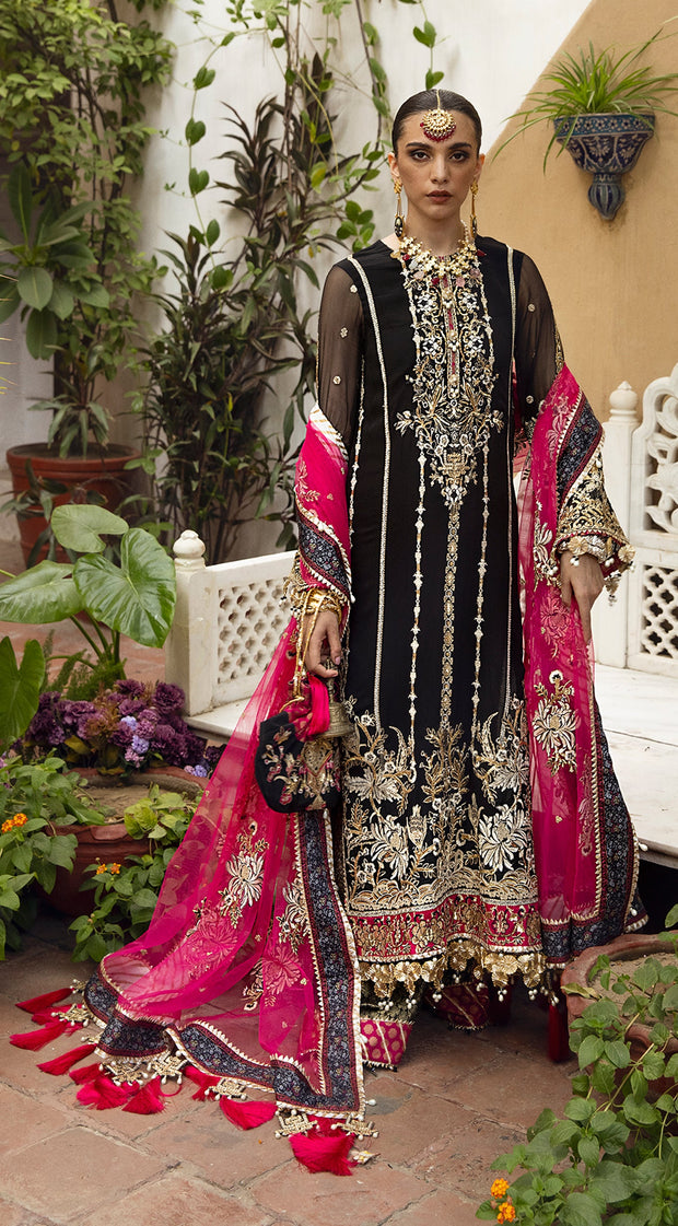 Pink Black Salwar Kameez for Pakistani Party Dresses