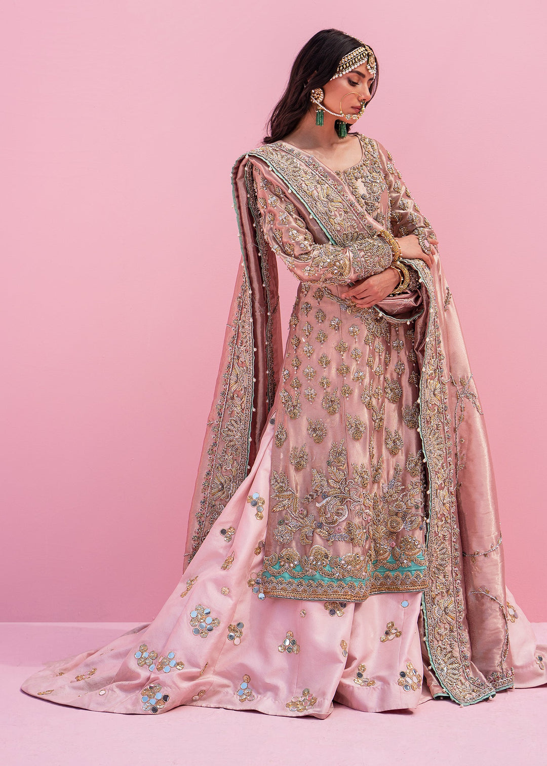 Elegant Pink Pakistani Bridal Dress with Bridal Lehenga
