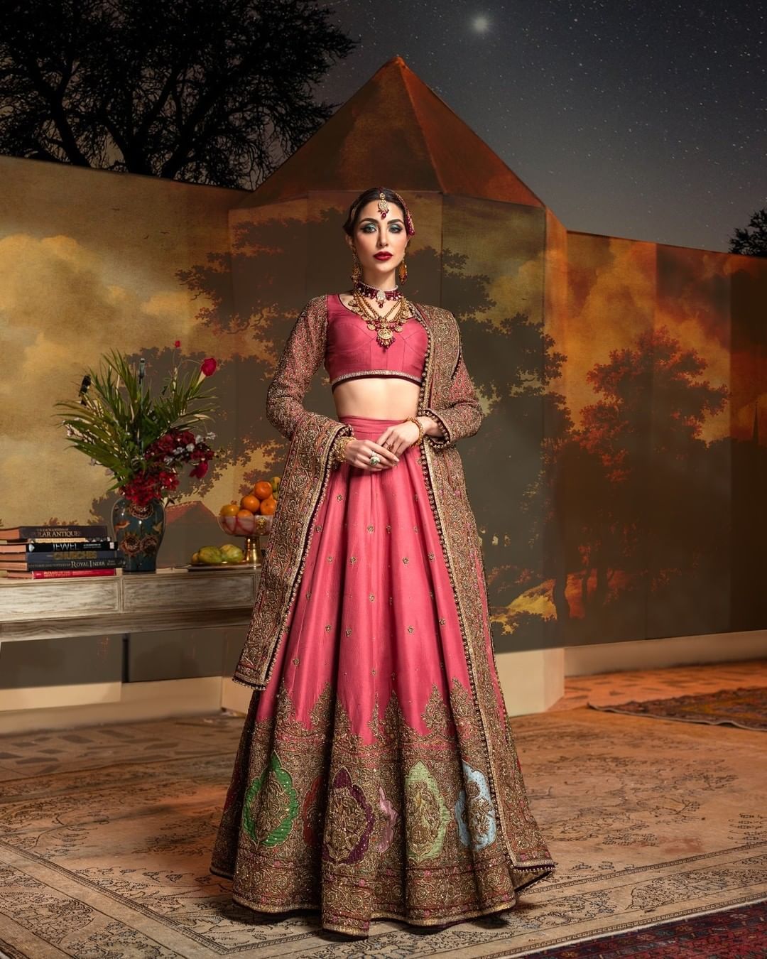 Traditional Pakistani Bridal Lehenga Choli in Elegant Pink