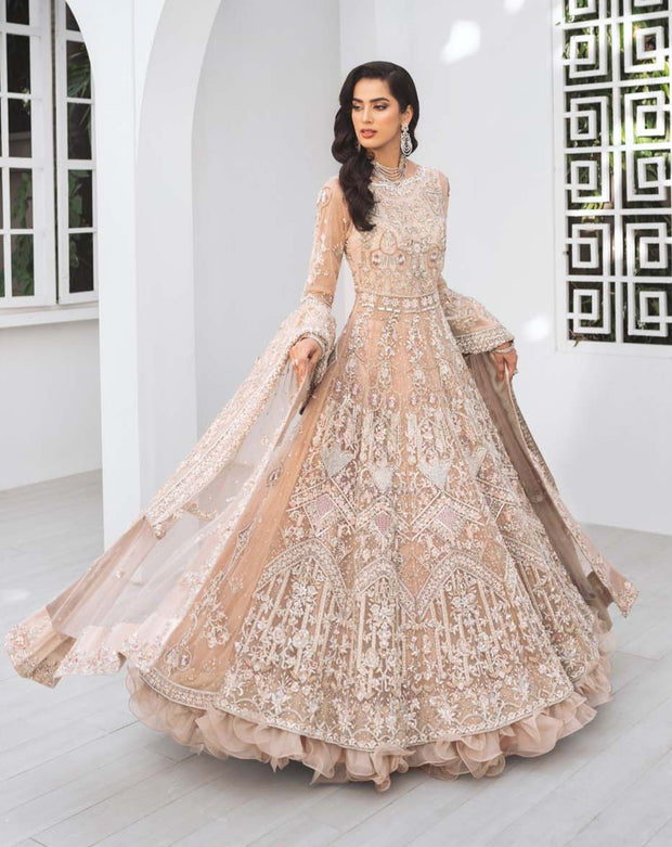 Pink Colour Lehenga Gown Pakistani Wedding Dress