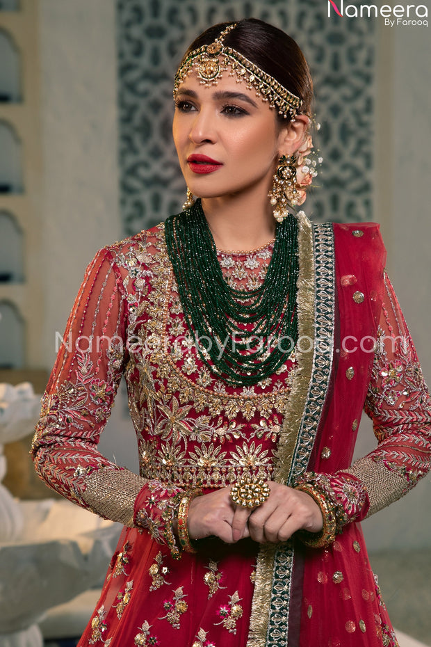 Designer Pink Embroidered Dress in Frock Styl