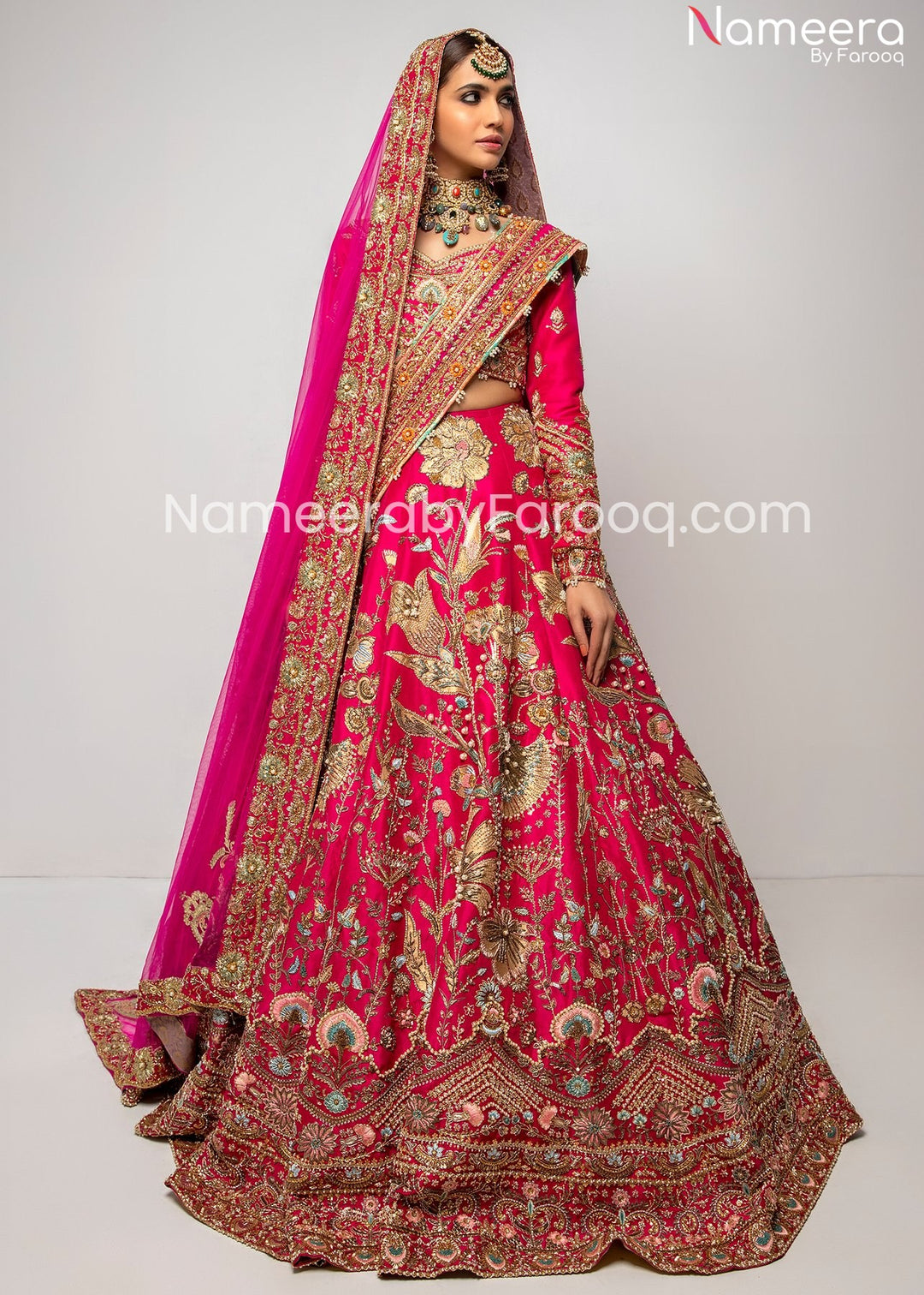 Pink Embroidered Lehenga