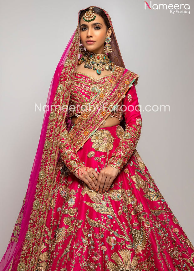 Designer Pink Embroidered Lehenga for Wedding