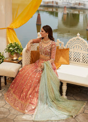 Pink Golden Lehenga Choli Pakistani Mehndi Dress 2022