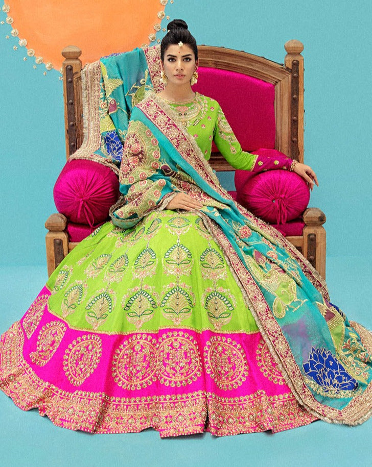 Pink Green Lehenga Choli 