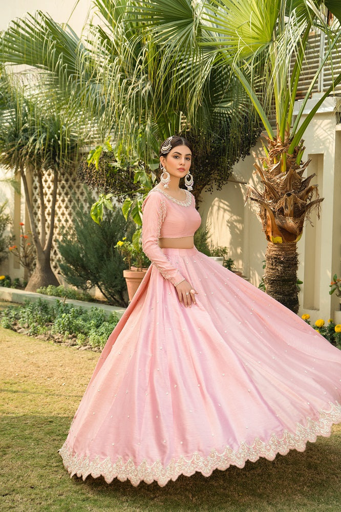 Elegant Pink Pakistani Bridal Lehenga and Choli
