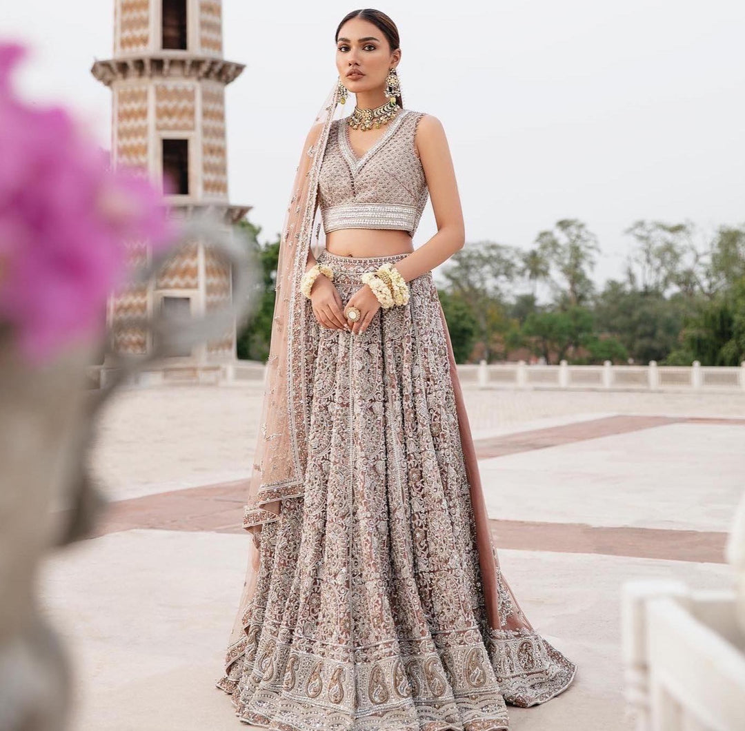 Pink Lehenga Choli and Dupatta Bridal Wedding Dress