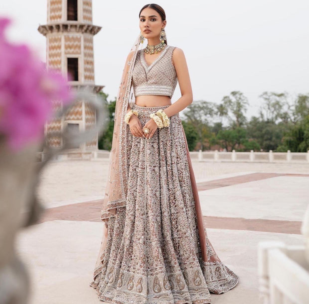 Pink Lehenga Choli and Dupatta Bridal Wedding Dress