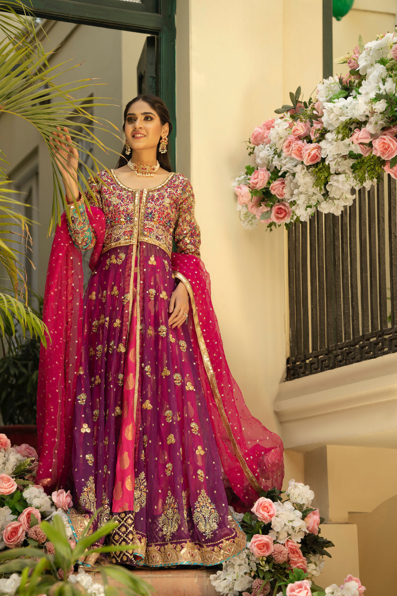 Hot Pink Pakistani Bridal Lehenga & Frock for Weddings