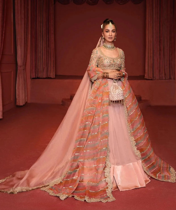 Pink Lehenga with Embellished Choli and Dupatta Dress