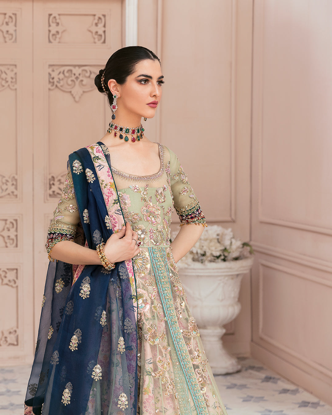 Stunning Pink Bridal Lehenga & Front Open Gown – Pakistani Style