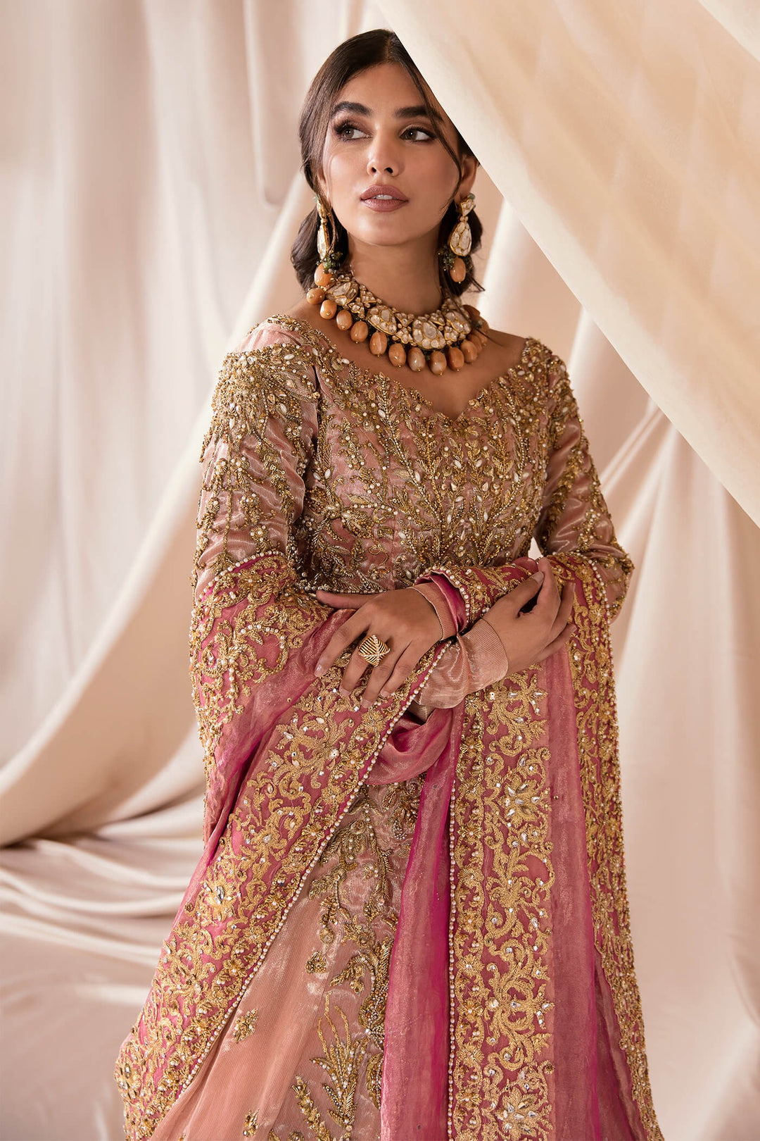 Pink Long Gown Lehenga Pakistani Wedding Dresses 2023