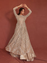 Pink Net Gown Lehenga Pakistani Wedding Dress