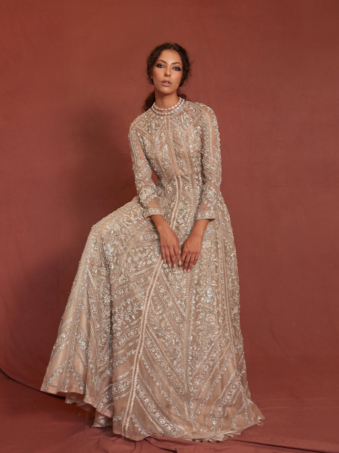 Pink Net Gown Lehenga Pakistani Wedding Dresses