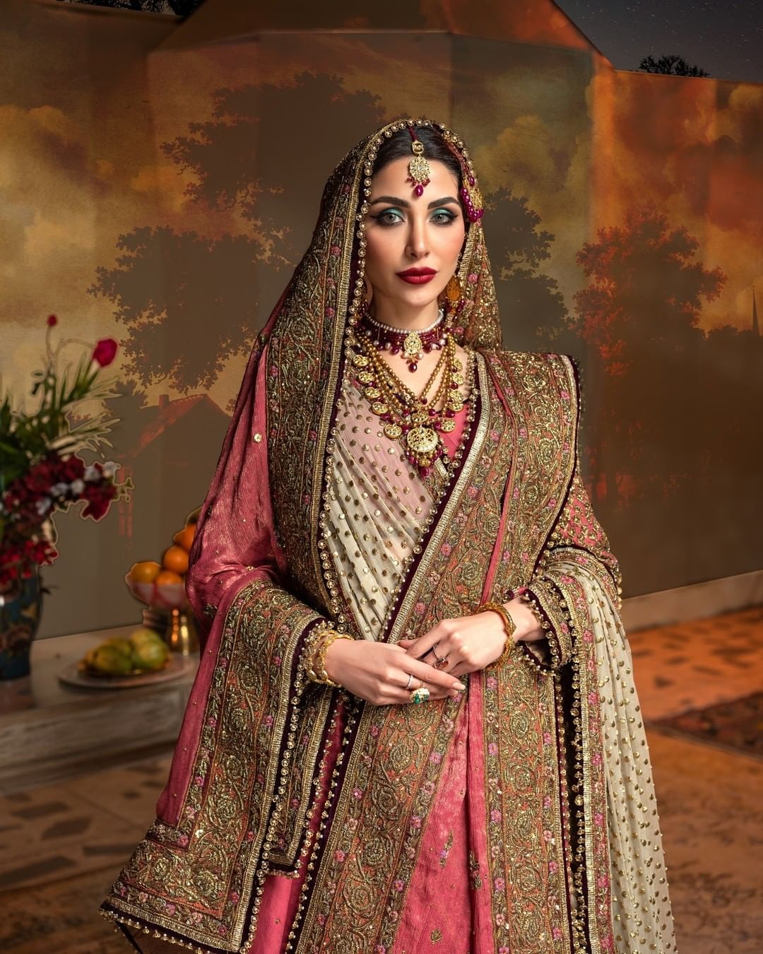 Traditional Pakistani Bridal Lehenga Choli in Elegant Pink