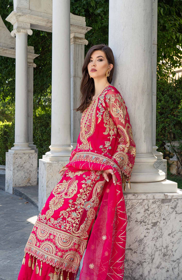 Pink Pakistani Dress in Kameez Trouser Dupatta Style Online