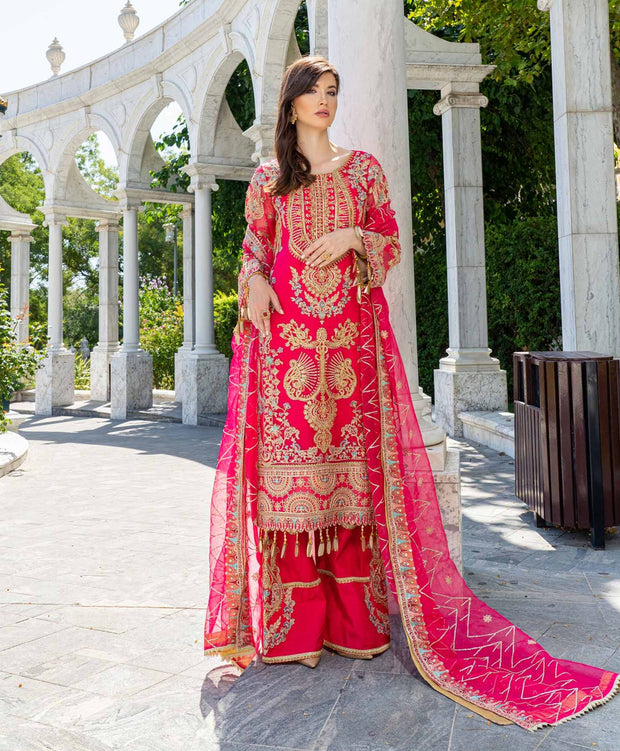 Pink Pakistani Dress in Kameez Trouser Dupatta Style