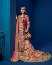 Pink Sharara Kameez Dupatta Pakistani Mehndi Dress