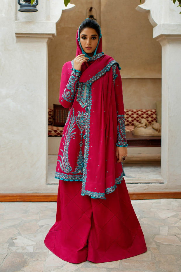 Pink Sharara Kameez Pakistani Eid Dress in Premium Lawn
