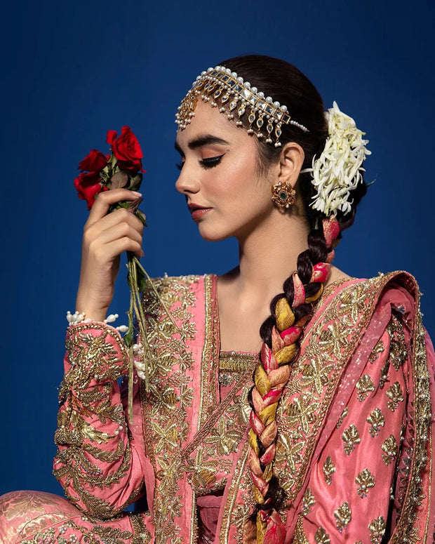 Pink Sharara Kameez and Dupatta Mehndi Dress