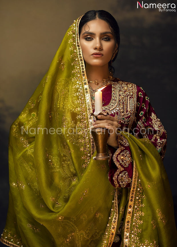 Pink Velvet Salwar Kameez 