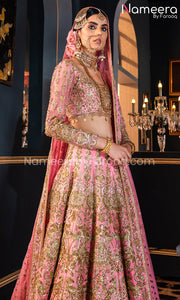 Pink and Gold Lehenga
